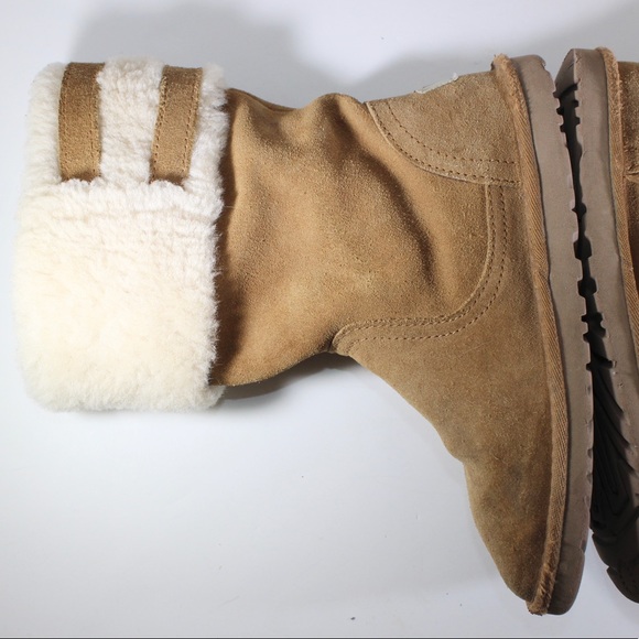 UGG Big Girls Sheepskin Shearling Top Slip On Beckham in Chestnut Girls Size 3 - Picture 7 of 15